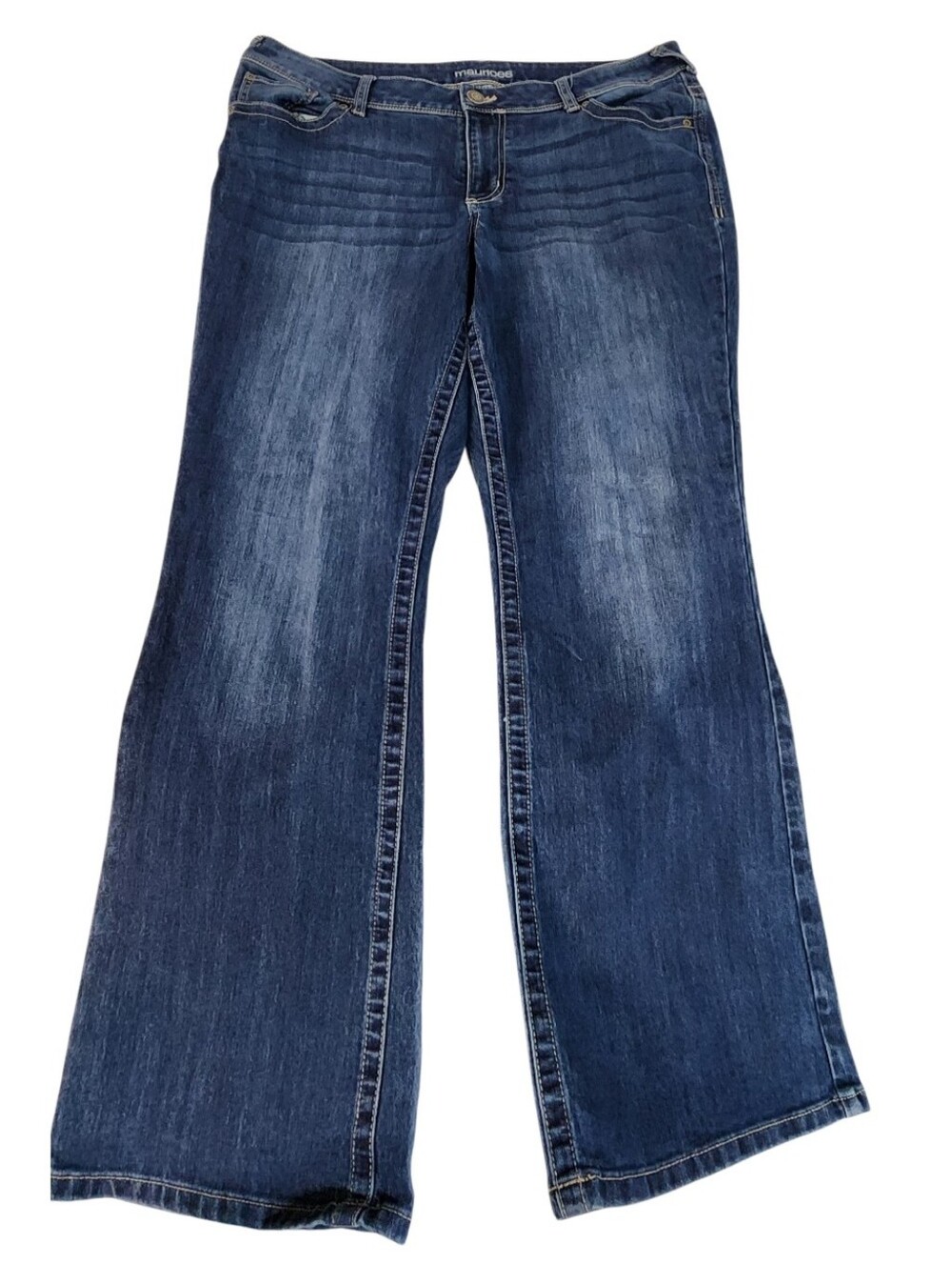 Maurices Blue Denim Straight Leg Flare Jeans Sz 16W Short Casual